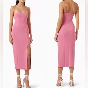 NWOT BEC + BRIDGE Marisol Midi Dress in Bonded Stretch Midi Crepe Dress Sz 4